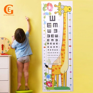 Kids Height Chart Wall Sticker Children Cartoon Giraffe Growth Height Measurement Chart Eye Chart Room Decor