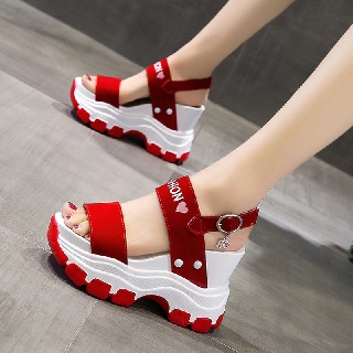 womens shoes Net red thick-soled wedge sandals women s 2020 summer new sponge cake small height 10c
