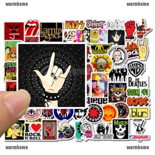 WMPH 52pcs Rock and Roll Hip Hop Punk Music Band Stickers for Phone Laptop Guitar Car joie (5)