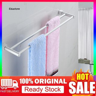EDU-60cm Bathroom Double Towel Rack 2 Bar Space Aluminum Wall Hanger Cloth Holder