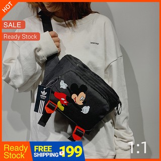 Korean Mickey Canvas Bag Ad1das Female Cartoon Shoulder Backpack Fashion Crossbody Chest Bag Couple 2020 New Disney Wild Shoulder Bag Style Excellent Quality Belt Bag Waist Bag Phone Pouch Purse Belt Bag