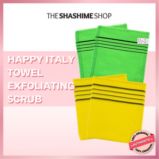 Original Korean Happy Italy Towel - Exfoliating Bath Scrub Massage Mitt 100% Viscos Body Washcloth