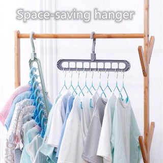 ES Multi-functional Magic Hanger Storage Artifact Hanger Home Drying Rack 9Hole Folding Hanger