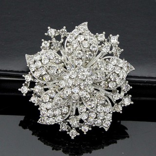 <Wholesale>Wedding Bouquet Silver Charm Rhinestone Crystal Flower Pin Brooch (9)
