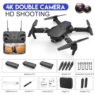 ၇ drone with camera ၇ ☛Drone E88 Pro with Dual Camera 4k HD wide angle WiFi FPV Drone Height Hold RC
