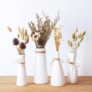 Nordic white minimalist ceramic Japanese flower arrangement small vase dried flower ornaments creati