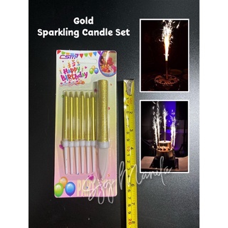 fountain sparkling candles gold set