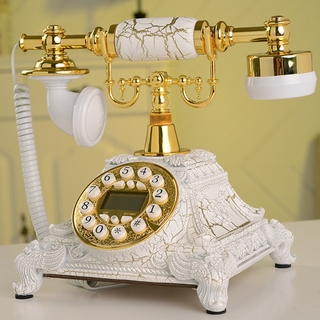 Retro Corded Telephone, Marble Brushed Desktop Lindline Phone, Rotary / Buttons Dial, Caller ID, Bac