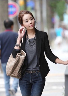 Blazer formal blazer office wear crp top casual korean jacket women