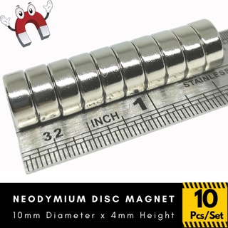 10 Pcs Neodymium Magnet 10mm Dia. x 4mm Thk Super Strong Rare Earth NdFeB Permanent Disc Magnet