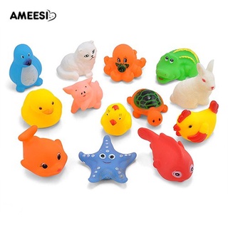 【BEST SELLER】 AMEESI 13Pcs Baby Kid Duck Cat Bath Time Squeaky Floating Toys (1)