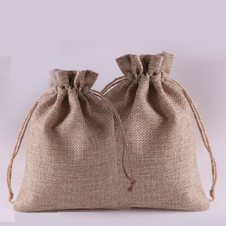 Plain Linen Drawstring Pouch Burlap Jute Drawstring Sundries Storage Bag