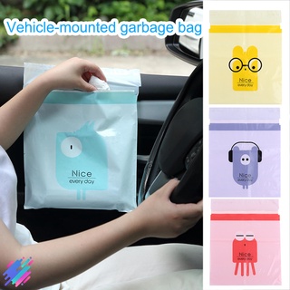 (Lowest price) Biodegradable Easy Stick-On Trash Bag 15/30/60pcs Self Adhesive Bag with Cute Pattern for Car Office Home Supplies