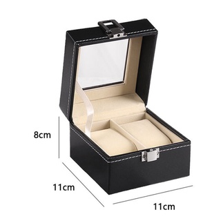 2-Slot Wood pu Leather Watch Box Lover Watch Showcase Box Watch Storage Box (2)