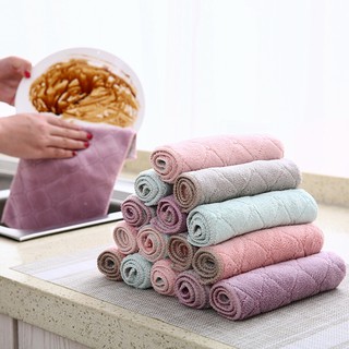 Non-oil Lazy Rag Kitchen Dish Towel Absorbent Clean Double-sided Thick Coral Fleece Household Cleaning Cloth