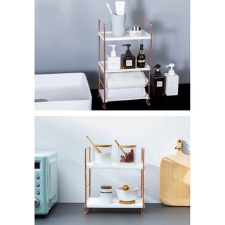 VIĆI 2 Tier Gold Rack Minimalist Multipurpose Bathroom Kitchen Shelf Desk Storage Organizer (9)