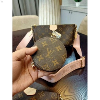 [wholesale]❡☃▫L* Multi Pochette 3in1 Bag Genuine Leather Mirror Copy