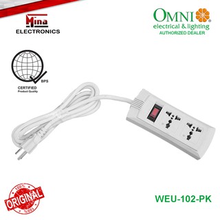 OMNI WEU-102-PK Universal Outlet Extension Cord 2-Gang with Switch 1.83 Meter Cord Length 2,500W 10A