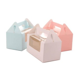 4 Holes Pink Light Blue cupcake Box with handle, pastry box for muffins baked goodies brownie box (1)