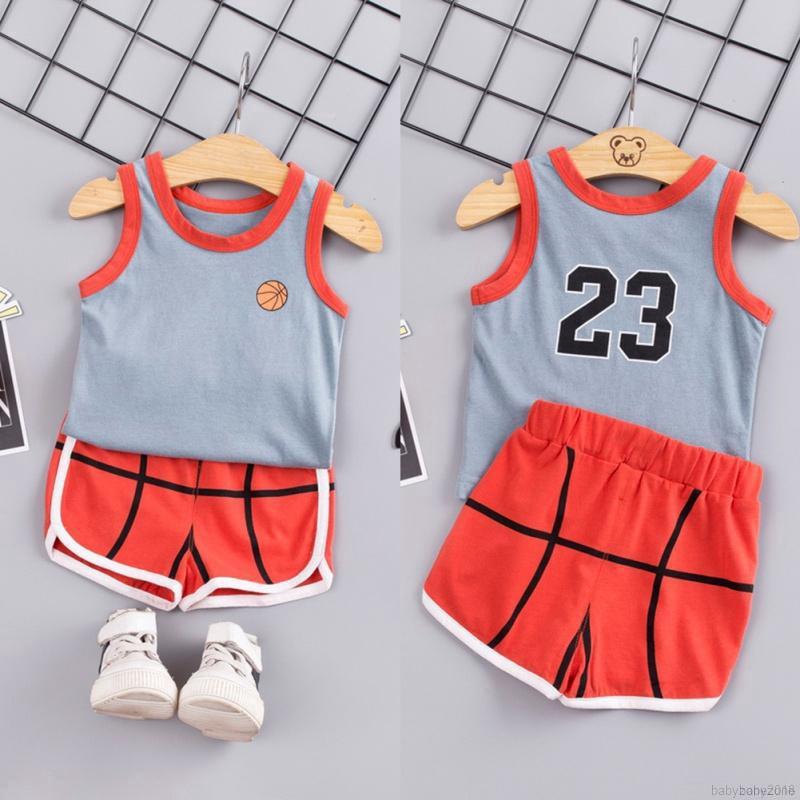Baby Boys Sleeveless Number Pattern Vest Tops+Ball Pattern Shorts Sports Costume Set (4)