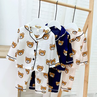 【Superseller】Ready Stock Baby Terno Pajama For Kids Girls Boys Cartoon Print Sleepwear Set Long Sleeve Blouse Tops+Pants Pajamas 0-4 Years Old