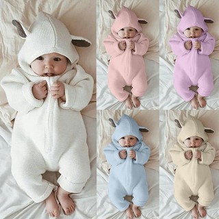 New Fashion Kids Infant Baby Boy Girl Rabbit Ears Hooded Rompers Autumn Winter lT9K (1)