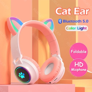 [Manila Ship] B39 LED Light Cat Ear Bluetooth Headphone with Microphone HiFi Stereo Cut Wireless Headset with Mic for Kids