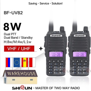 2pcs Baofeng UV-82 Walkie Talkie 8W Radio UV 82 Dual PTT Two Way Radios Tri Power Dual Band Radio 10