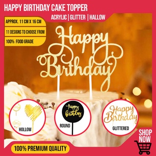 Happy Birthday Cake Topper Acrylic Glitter Hallow Paper Cake Party Decorations