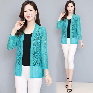Women Clothes✶2021 summer new plus size women s mid-length lace cardigan thin jacket with long-sleev (5)