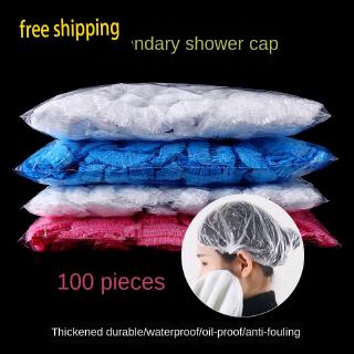 Disposable shower cap female waterproof bath thickened shower cap smoke-proof household hair film Oil-drying cap heating hair dye head cover