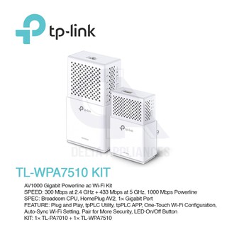 TP-Link TL-WPA7510 KIT AV1000 Gigabit Powerline AC Wi-Fi Kit