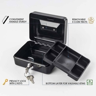 Cash Box 15cm Cash Box/ Portable Money Secret Security Safe Box Lock Metal