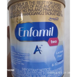 DENTED CAN!! Enfamil a+ two Lactose Free 900g