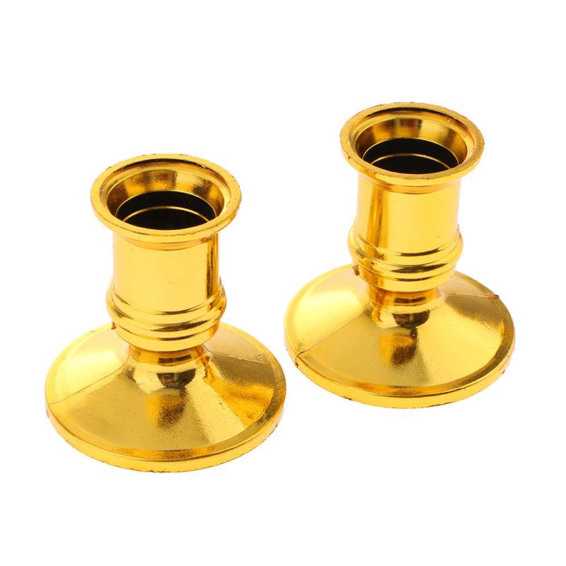 Durable 2pcs Plastic Gold Taper Candle Holders Candle Base