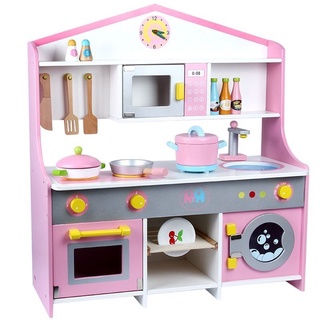 Japanese Wooden Pink Kitchen with Washing Machine Pretend Play