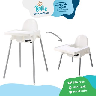 【Ready Stock】✣Bollie Baby Neat High Chair Convertible to Toddler Chair (White Sturdy High Chair)