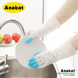Anaeat 1 Pair Waterproof Household Glove Warm Dishwashing Glove Water Dust Stop Cleaning Rubber Glove