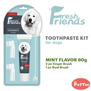 New products✖▣﹊Fresh Friends Dog Toothbrush and Toothpaste Set - 90g Mint Flavor Dog Toothpaste with