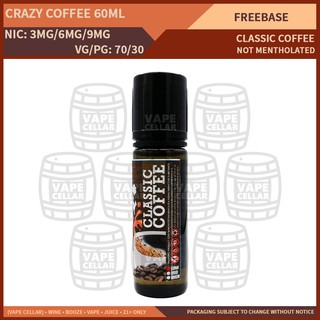 Crazy Coffee 60ML Classic Coffee (3 MG, 6 MG, 9 MG) Vape Juice E Liquids
