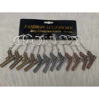 12 Pcs Metal Baretta Gun Keychain with 3 Different colors