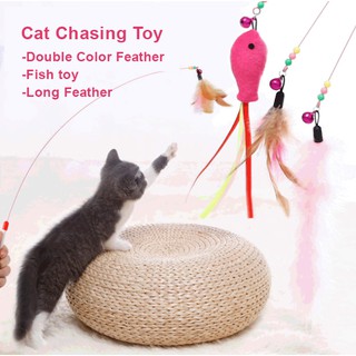 Kitten Cat Pet Toy Wire Chaser Wand Teaser Feather With Bell, Fun Gifts for your lovely cat