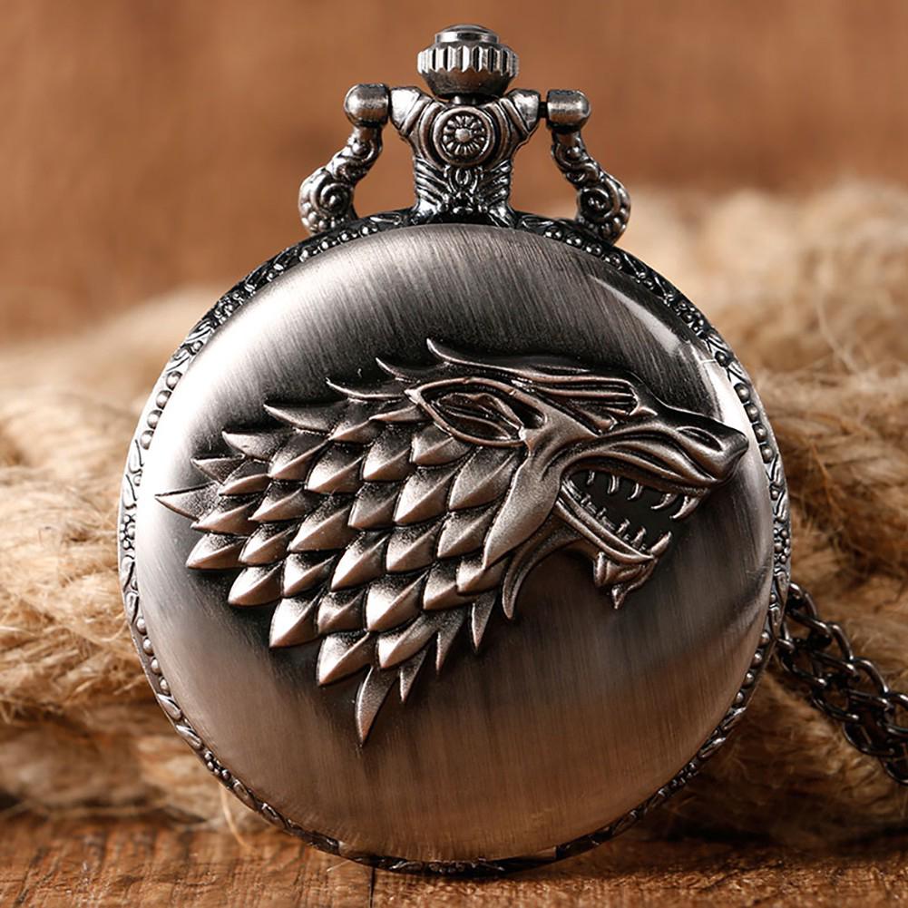 Game of Thrones Winter is Coming Wolf Quartz Pocket Watches