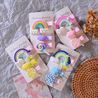 Cute Ins Children Rainbow Fairy Lollipop Hairpin Little Girl Duckbill Hair Ornament