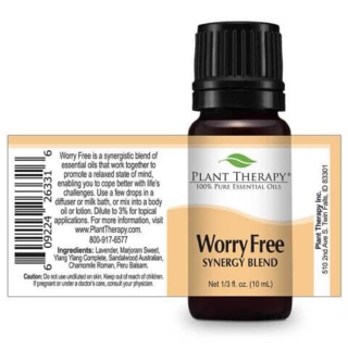 Plant Therapy Worry Free Essential Oil Synergy Blend 10ml