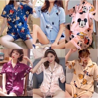 Women’s Silk Satin Pajama Sets Short Sleeve Sleepwear