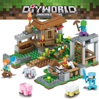 4 IN 1My World Bricks Minecraft Village Building Blocks Lego Compatible Children Diy Educational Toys Kid Gifts 350+pcs