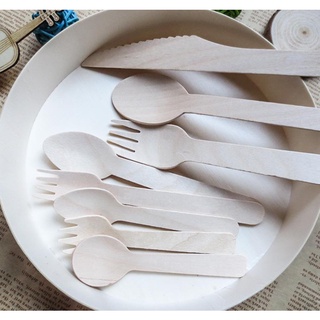 [COD] Disposable Wooden Utensils (spoon, fork, knife, spork, dessert spoon)