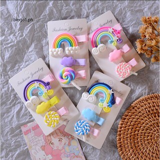 3pcs / set girl cute rainbow lollipop hair clip