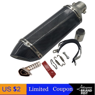 Motorcycle Turbo Exhaust Down Pipe Carbon Fiber Moto Silencer With DB Killer Acrapovich Muffler Pipe